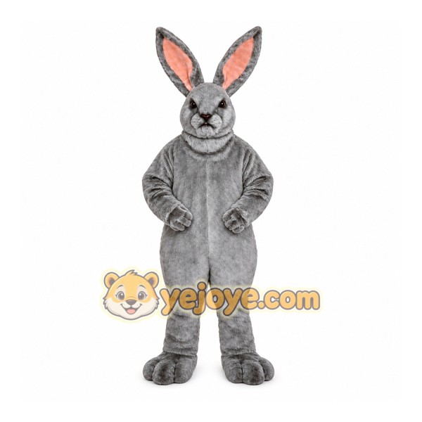 Gray Rabbit Mascot Costume with Custom Logo Gray Rabbit Mascot Costume with Custom Logo