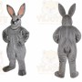 Gray Rabbit Mascot Costume with Custom Logo