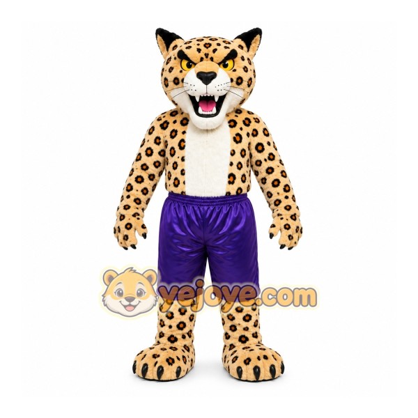 Yellow Leopard Mascot Costume with Custom Logo