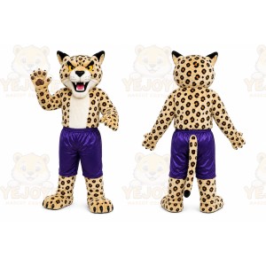 Yellow Leopard Mascot Costume with Custom Logo