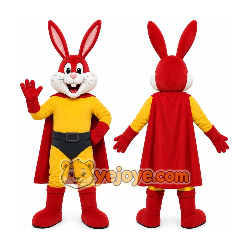 Red Rabbit Mascot Costume with Custom Logo Red Rabbit Mascot Costume with Custom Logo