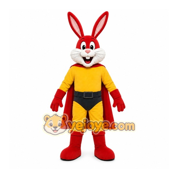 Red Rabbit Mascot Costume with Custom Logo Red Rabbit Mascot Costume with Custom Logo