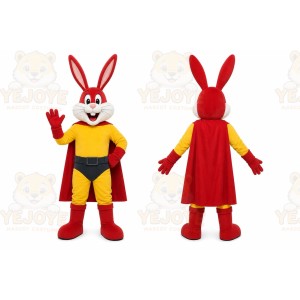Red Rabbit Mascot Costume with Custom Logo