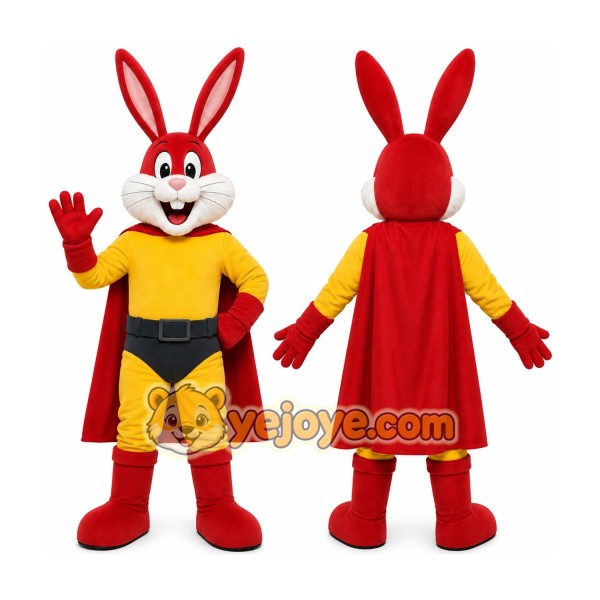 Red Rabbit Mascot Costume with Custom Logo