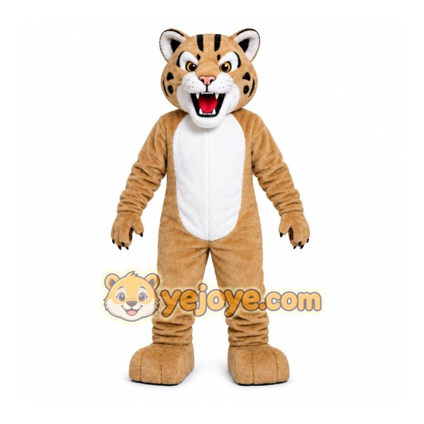 Tan Tiger Cub Mascot Costume with Custom Logo Tan Tiger Cub Mascot Costume with Custom Logo