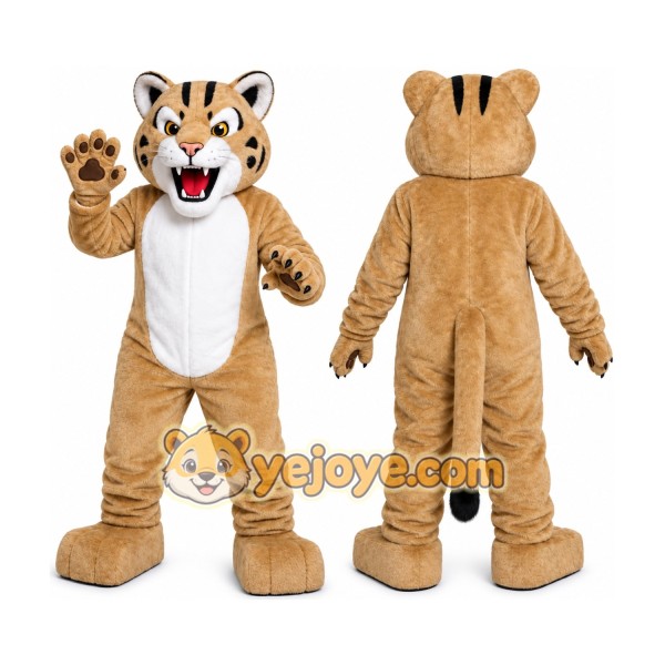 Tan Tiger Cub Mascot Costume with Custom Logo