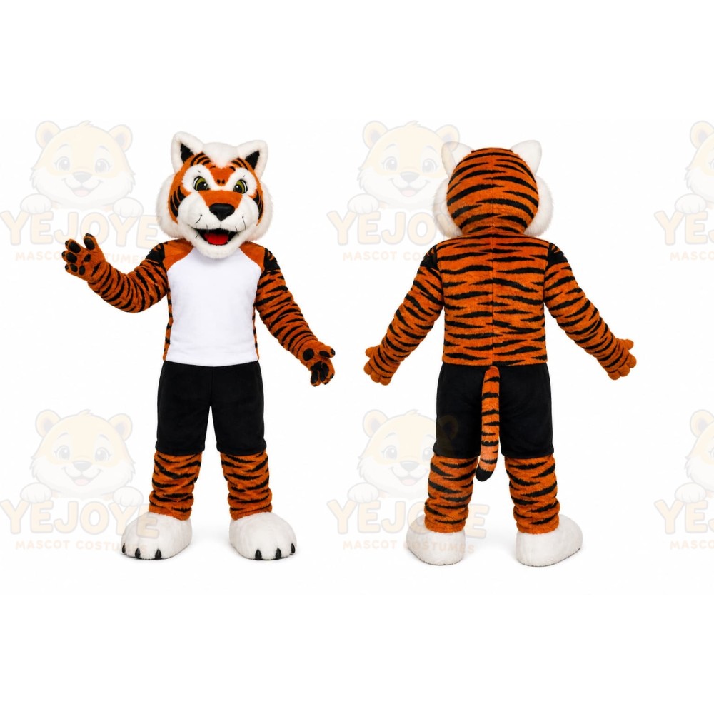 Orange Tiger Mascot Costume with Custom Logo
