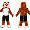 Orange Tiger Mascot Costume with Custom Logo