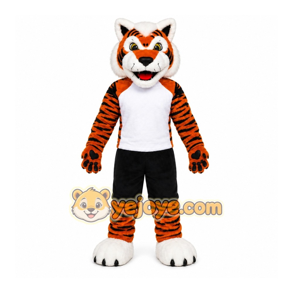 Orange Tiger Mascot Costume with Custom Logo Orange Tiger Mascot Costume with Custom Logo