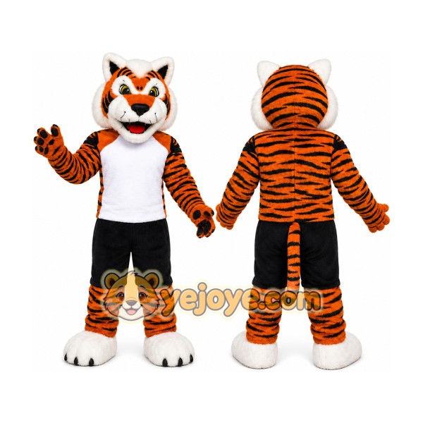 Orange Tiger Mascot Costume with Custom Logo