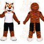 Orange Tiger Mascot Costume with Custom Logo