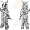 White Zebra Mascot Costume with Custom Logo