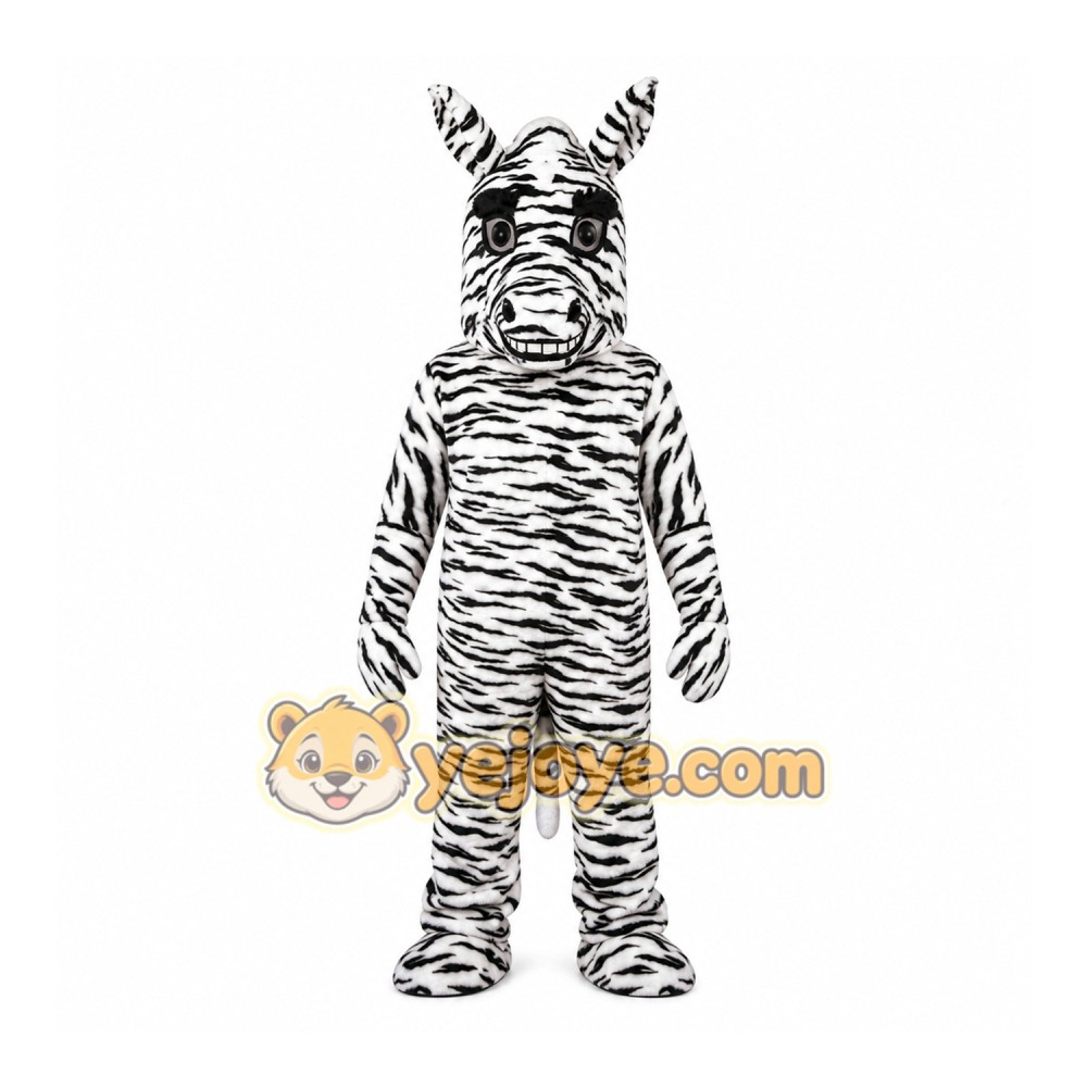 White Zebra Mascot Costume with Custom Logo White Zebra Mascot Costume with Custom Logo