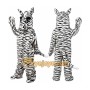 White Zebra Mascot Costume with Custom Logo