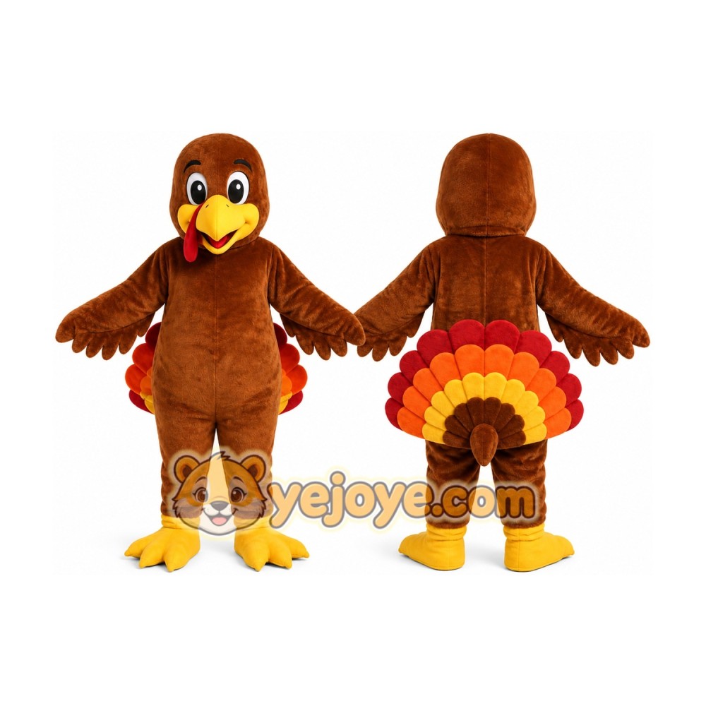 Brown Turkey Mascot Costume with Custom Logo Brown Turkey Mascot Costume with Custom Logo