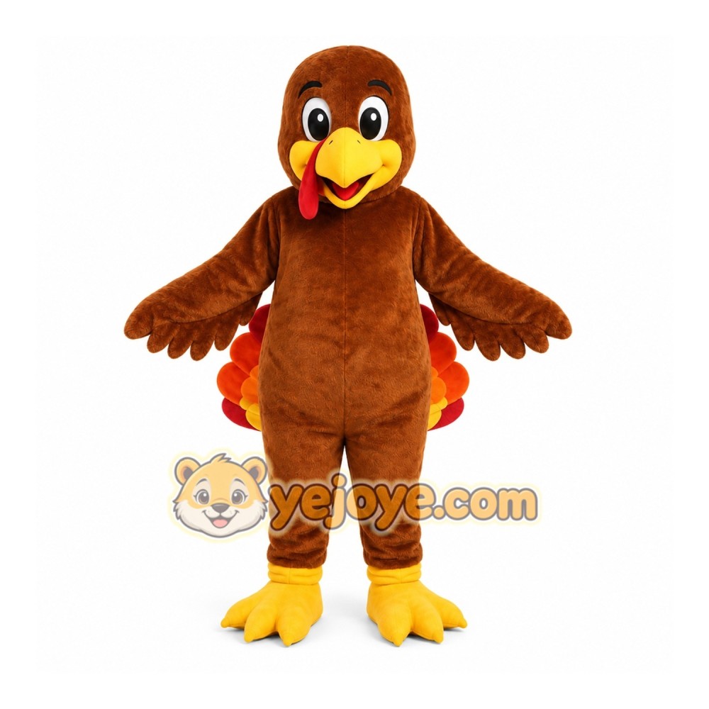 Brown Turkey Mascot Costume with Custom Logo Brown Turkey Mascot Costume with Custom Logo