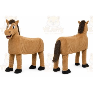 Tan Horse Mascot Costume with Custom Logo