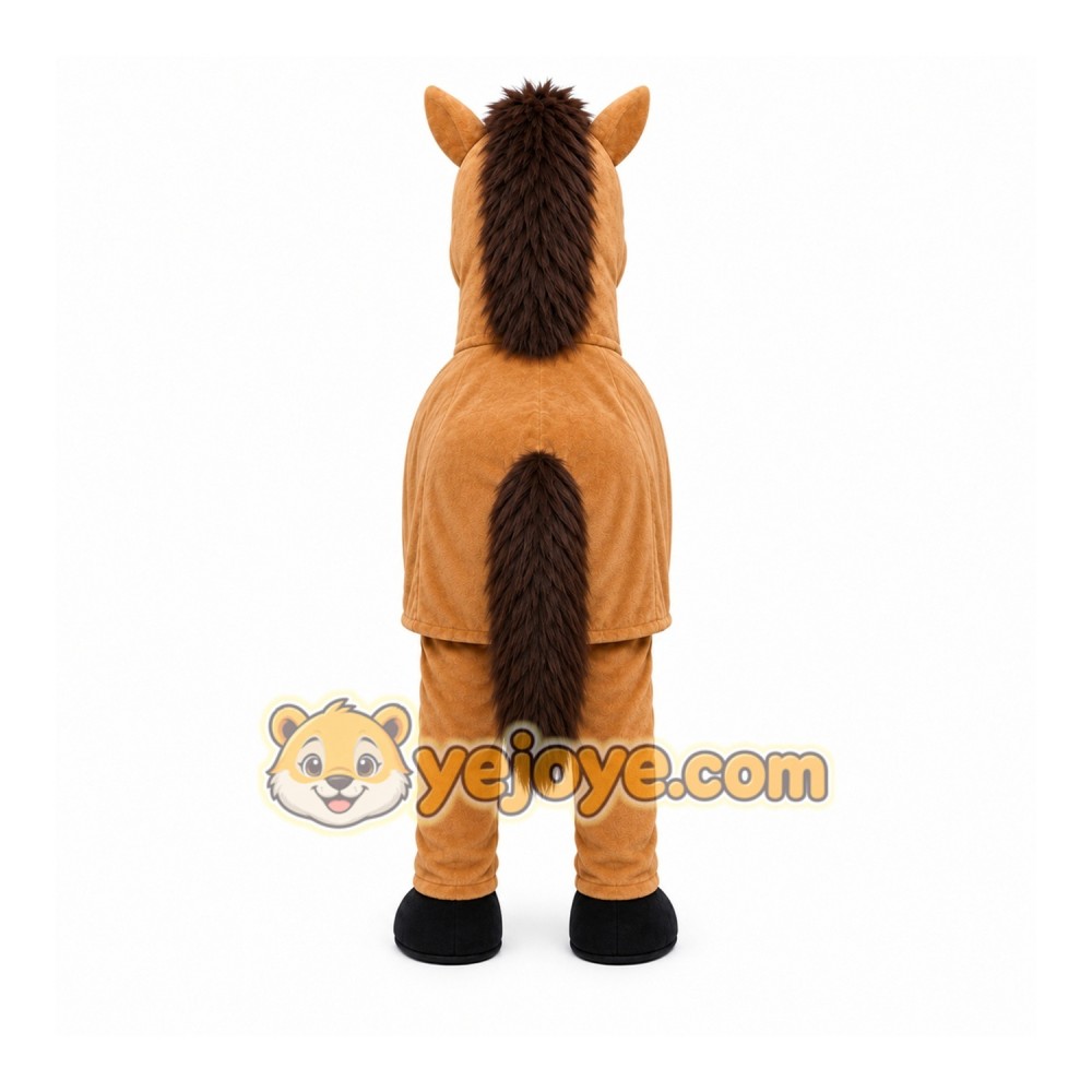 Tan Horse Mascot Costume with Custom Logo