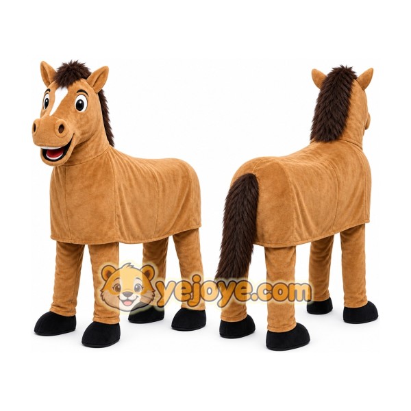 Tan Horse Mascot Costume with Custom Logo