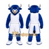 Blue Bull Mascot Costume with Custom Logo