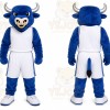 Blue Bull Mascot Costume with Custom Logo