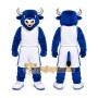 Blue Bull Mascot Costume with Custom Logo