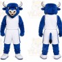 Blue Bull Mascot Costume with Custom Logo