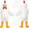 White Chicken Mascot Costume with Custom Logo