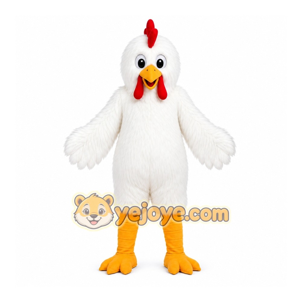 White Chicken Mascot Costume with Custom Logo White Chicken Mascot Costume with Custom Logo
