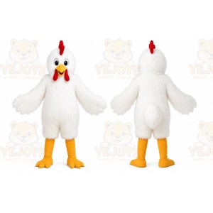 White Chicken Mascot Costume with Custom Logo