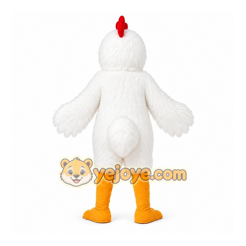 White Chicken Mascot Costume with Custom Logo White Chicken Mascot Costume with Custom Logo