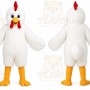 White Chicken Mascot Costume with Custom Logo