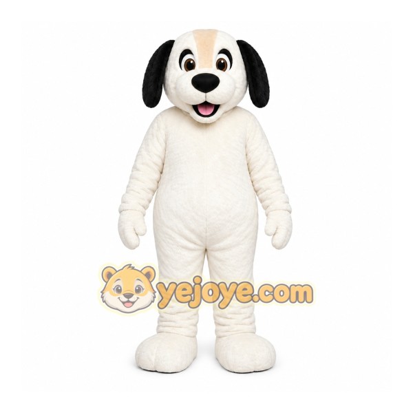 White Dog Mascot Costume with Custom Logo White Dog Mascot Costume with Custom Logo