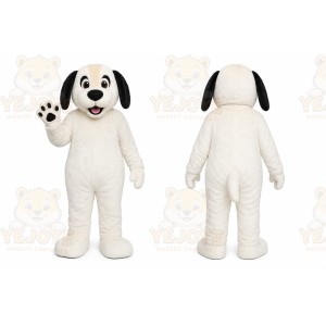 White Dog Mascot Costume with Custom Logo