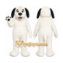 White Dog Mascot Costume with Custom Logo