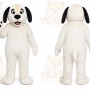 White Dog Mascot Costume with Custom Logo