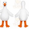 White Goose Mascot Costume with Custom Logo