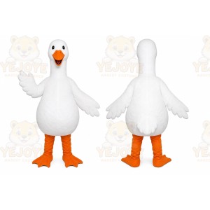 White Goose Mascot Costume with Custom Logo