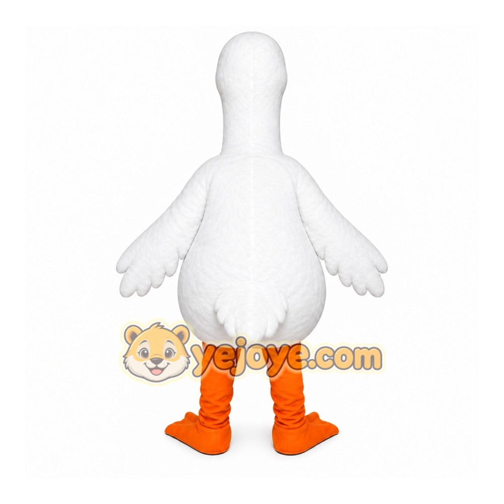 White Goose Mascot Costume with Custom Logo
