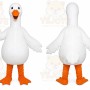 White Goose Mascot Costume with Custom Logo