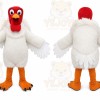 White Chicken Mascot Costume with Custom Logo