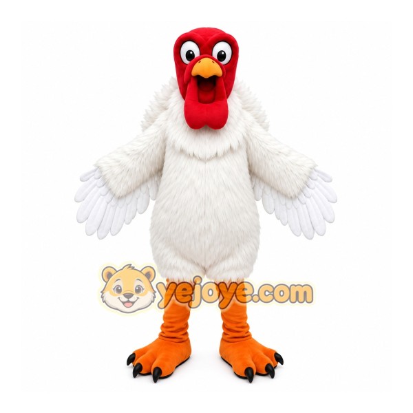 White Chicken Mascot Costume with Custom Logo White Chicken Mascot Costume with Custom Logo
