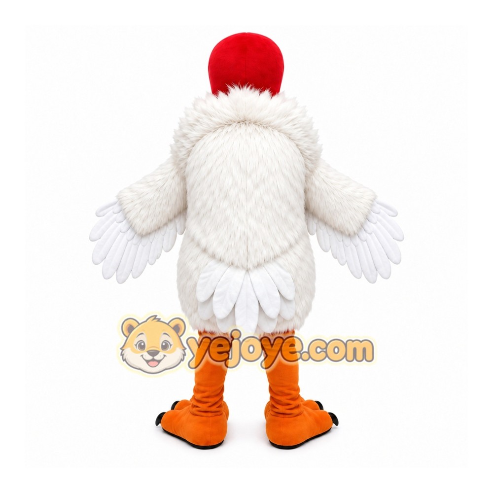 White Chicken Mascot Costume with Custom Logo White Chicken Mascot Costume with Custom Logo