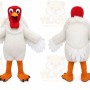 White Chicken Mascot Costume with Custom Logo