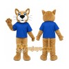 Brown Cougar Mascot Costume with Custom Logo