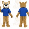 Brown Cougar Mascot Costume with Custom Logo