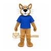 Brown Cougar Mascot Costume with Custom Logo