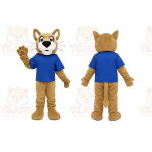 Brown Cougar Mascot Costume with Custom Logo
