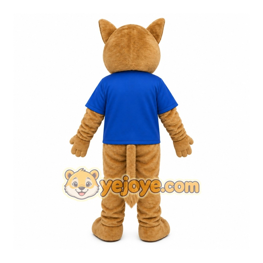 Brown Cougar Mascot Costume with Custom Logo