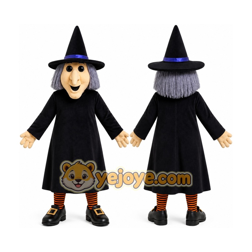 Black Witch Mascot Costume with Custom Logo Black Witch Mascot Costume with Custom Logo